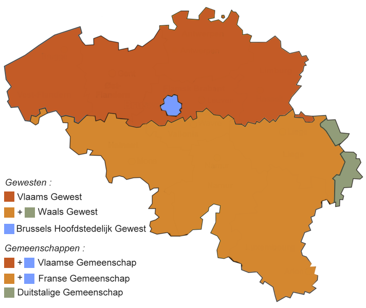 Belgické jazykové komunity na mape
