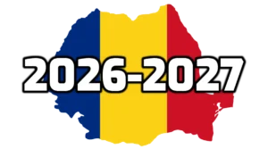 Ferie szkolne w Rumunii 2026-2027 (oficjalne daty) Ferie szkolne w Rumunii 2026-2027, zaznaczone na mapie kraju w barwach flagi państwowej.