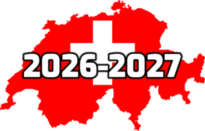 Skoleferier i Schweiz 2026-2027 (alle kantoner, nøjagtige datoer) Skoleferier i Schweiz 2026-2027 - indskrift på baggrund af et kort over Schweiz i farverne på det nationale flag